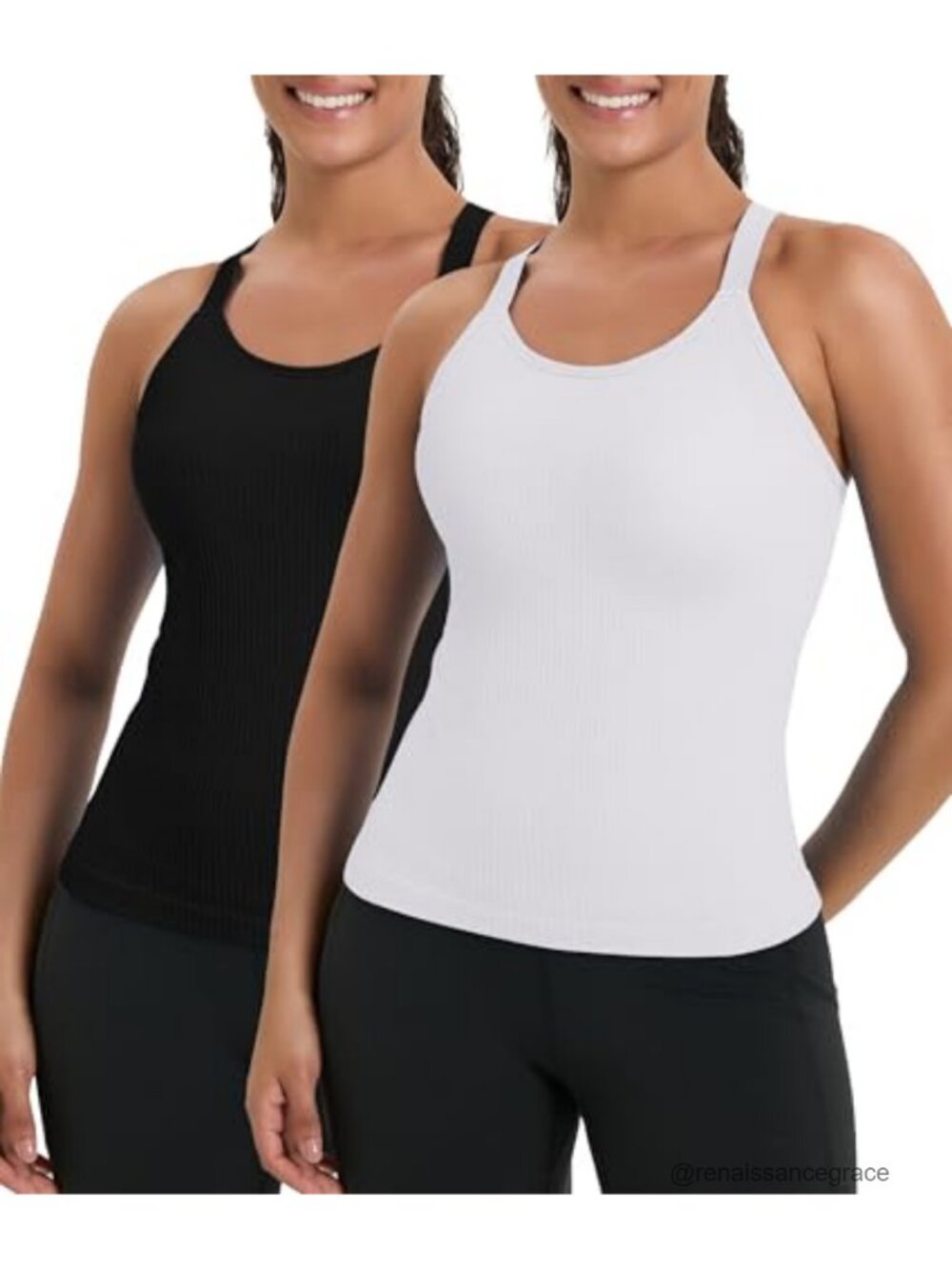 Women's 2 Pack Tank Tops with Built-in Bra Racerback Yoga